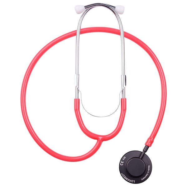 Lightweight stetoskop med flat head i rød farve fra tyske LUXAMED